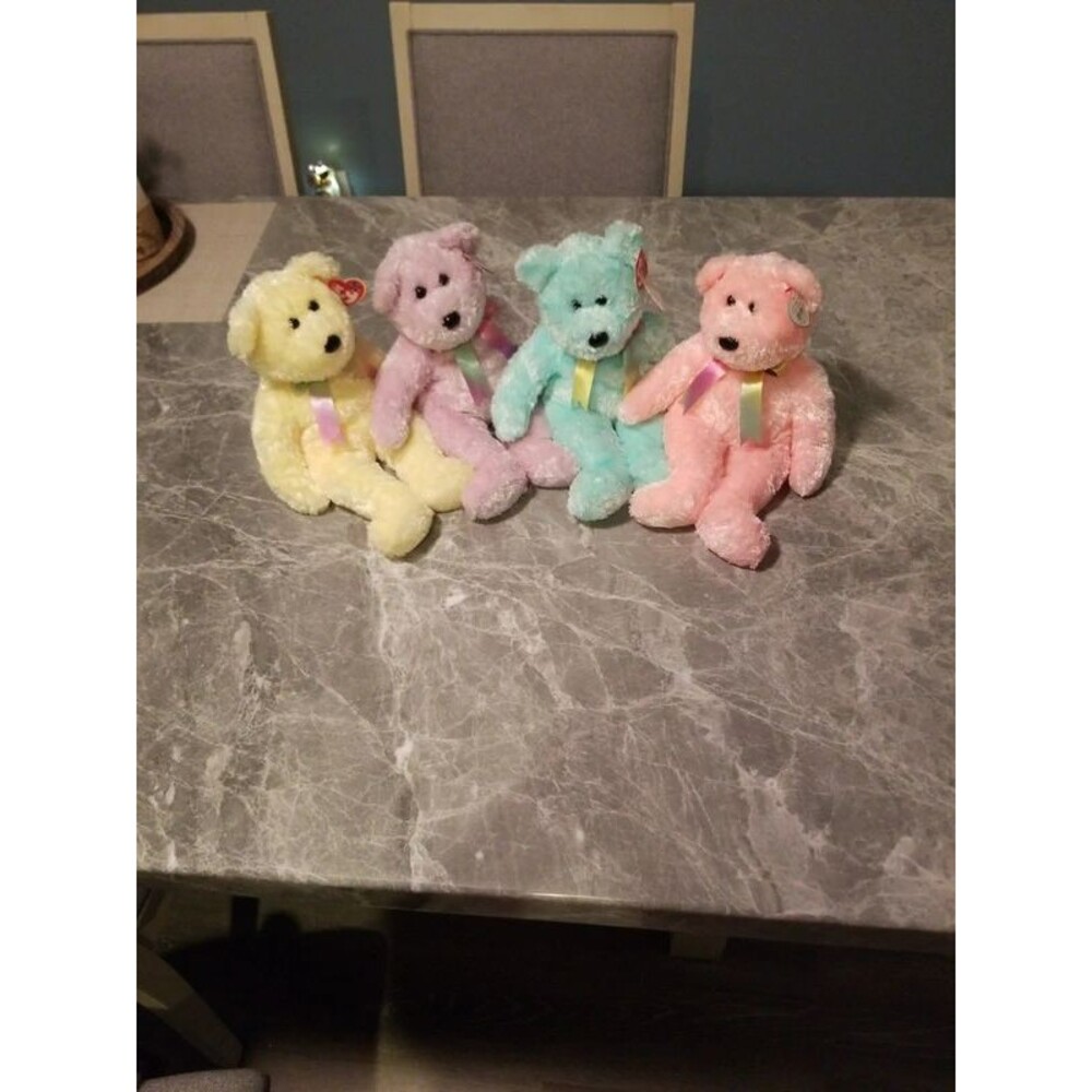 Vintage Set of Ty Beanie Buddies, Sherbert bears
